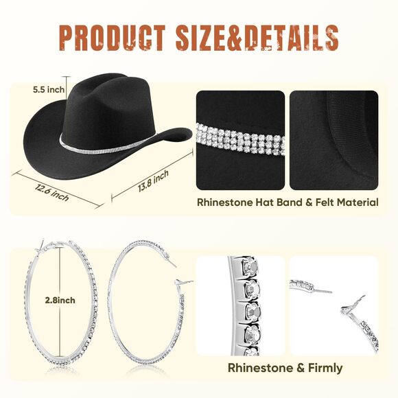 1328 Cowgirl Outfits For Women Rhinestones Cowboy Hats, Western Hat main image 6